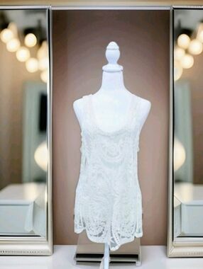 Lace Crochet Tank Camisole - White